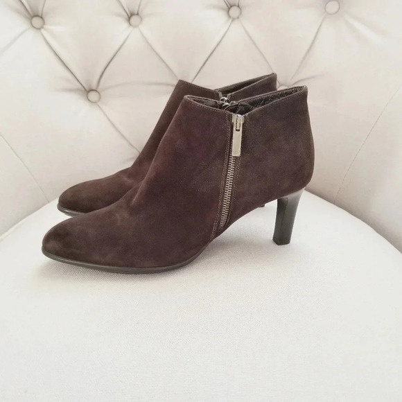 Aquatalia Brown Suede Leather Heeled Ankle Boots | 10 - Picture 9 of 9